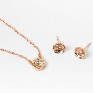 Coach Open Circle Necklace Tea Rose Stud Earrings